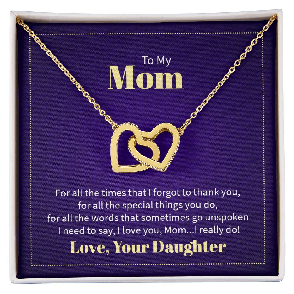 Interlocking Hearts Necklace - For Mom From Daughter