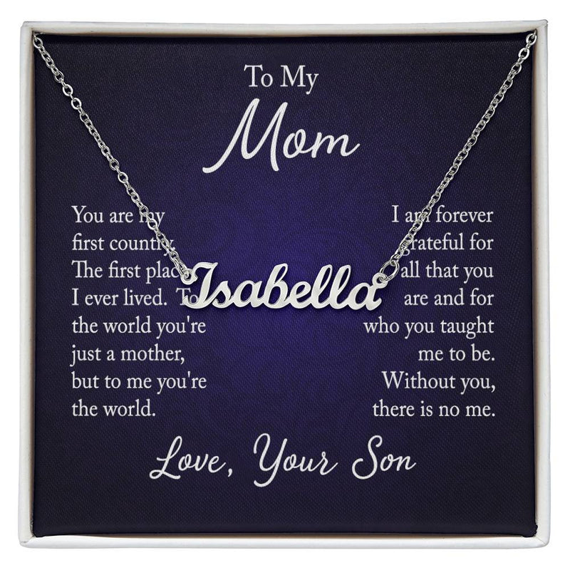 Custom Name Necklace w/ Message Card - For Mom From Son