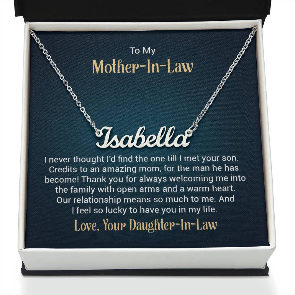 Custom Name Necklace w/ Message Card - For Mother-in-Law