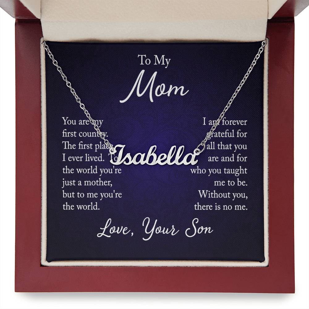 Custom Name Necklace w/ Message Card - For Mom From Son