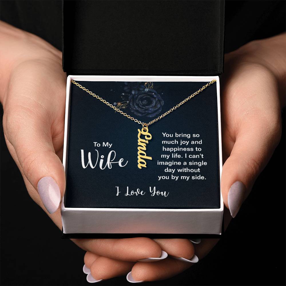 Vertical Name Necklace - For Wife From Husband