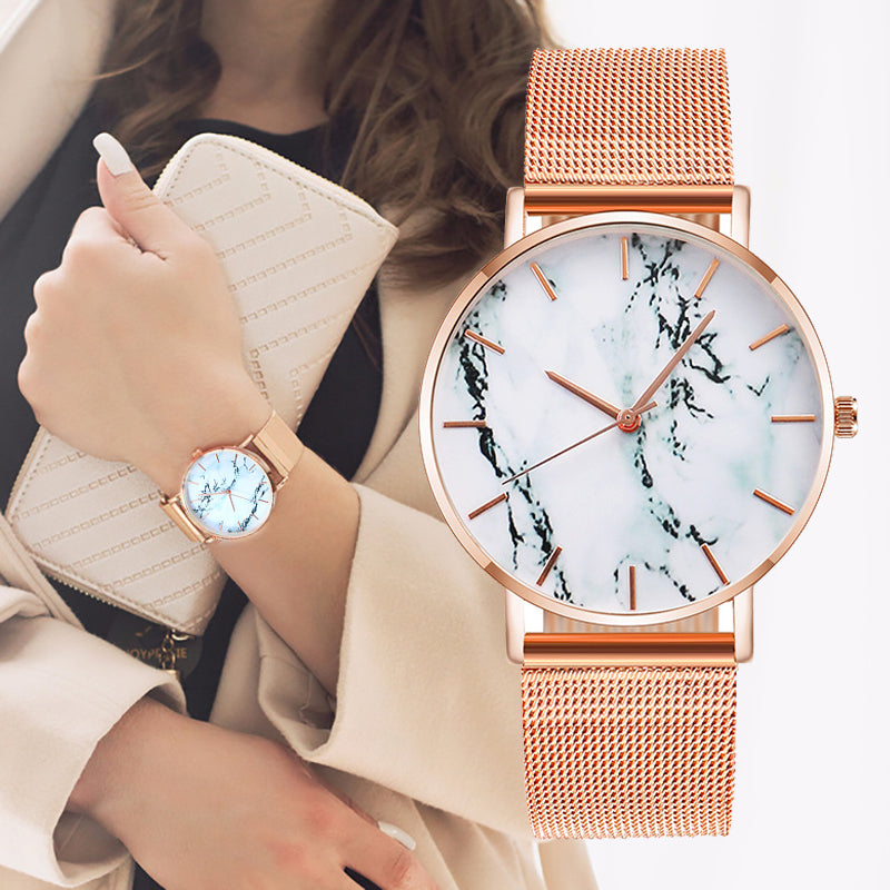 Rose Gold Mesh Women's Wrist Watch